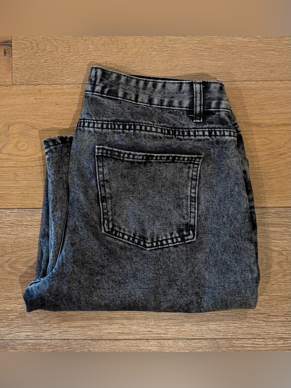 DISCLOSURE Acid Wash Wide Leg Jeans Black/Grey Junior 11/30